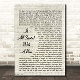 Frankie Ballard It All Started With A Beer Vintage Script Song Lyric Print