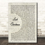 George Michael Last Christmas Vintage Script Song Lyric Print
