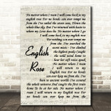 Paul Weller English Rose Vintage Script Song Lyric Wall Art Print