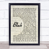 Pearl Jam Black Vintage Script Song Lyric Wall Art Print