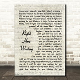 Richard Marx Right Here Waiting Vintage Script Song Lyric Wall Art Print