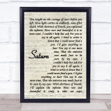 Sleeping At Last Saturn Vintage Script Song Lyric Wall Art Print