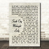 The Doobie Brothers South City Midnight Lady Vintage Script Song Lyric Wall Art Print