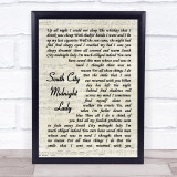 The Doobie Brothers South City Midnight Lady Vintage Script Song Lyric Wall Art Print