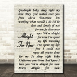 Tom Petty Alright For Now Vintage Script Song Lyric Wall Art Print