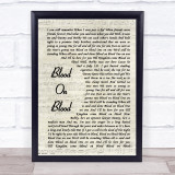 Bon Jovi Blood On Blood Vintage Script Song Lyric Wall Art Print