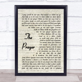 Celine Dion & Andrea Bocelli The Prayer Vintage Script Song Lyric Wall Art Print