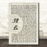 Edwin McCain Ill Be Vintage Script Song Lyric Wall Art Print