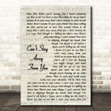 Gloria Estefan Can't Stay Away From You Vintage Script Song Lyric Wall Art Print