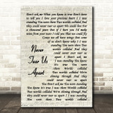INXS Never Tear Us Apart Vintage Script Song Lyric Wall Art Print