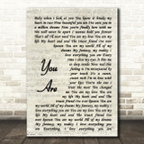 Jimmy Wayne You Are Vintage Script Song Lyric Wall Art Print