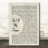 Kenny Chesney Tip Of My Tongue Vintage Script Song Lyric Wall Art Print