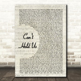 Macklemore & Ryan Lewis Can't Hold Us Vintage Script Song Lyric Wall Art Print
