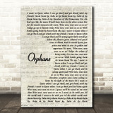 Coldplay Orphans Vintage Script Song Lyric Quote Music Print