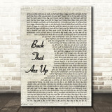 Juvenile Back That Azz Up Vintage Script Song Lyric Quote Music Print