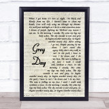 Madness Grey Day Vintage Script Song Lyric Quote Music Print