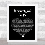 Sean Kingston Beautiful Girls Black Heart Song Lyric Print
