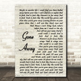 The Offspring Gone Away Vintage Script Song Lyric Quote Music Print