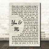 The Wannadies You & Me Vintage Script Song Lyric Quote Music Print
