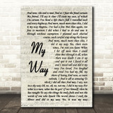 Frank Sinatra My Way Vintage Script Song Lyric Quote Print