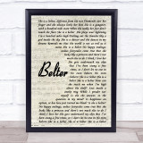 Gerry Cinnamon Belter Vintage Script Song Lyric Quote Print