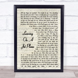 John Denver Leaving On A Jet Plane Vintage Script Song Lyric Quote Print