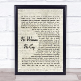 No Woman No Cry Bob Marley Script Quote Song Lyric Print