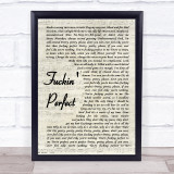 Pink Fuckin' Perfect Vintage Script Song Lyric Quote Print