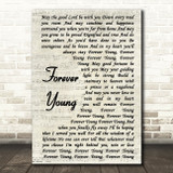 Rod Stewart Forever Young Vintage Script Song Lyric Quote Print