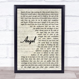Sarah McLachlan Angel Vintage Script Song Lyric Quote Print
