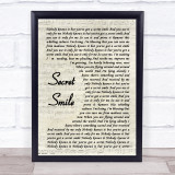Semisonic Secret Smile Vintage Script Song Lyric Quote Print