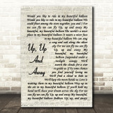 The 5th Dimension Up, Up And Away Vintage Script Song Lyric Quote Print
