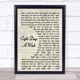 The Beatles Eight Days A Week Vintage Script Song Lyric Quote Print