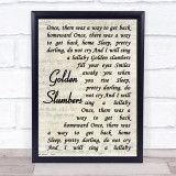 The Beatles Golden Slumbers Vintage Script Song Lyric Quote Print