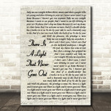 The Smiths There Is A Light That Never Goes Out Vintage Script Song Lyric Print