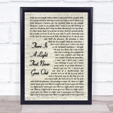 The Smiths There Is A Light That Never Goes Out Vintage Script Song Lyric Print