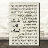 Wet Wet Wet Love Is All Around Vintage Script Song Lyric Quote Print