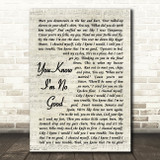 You Know I'm No Good Amy Winehouse Script Quote Song Lyric Print