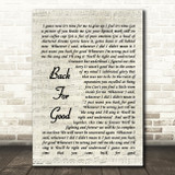 Back For Good Take That Song Lyric Vintage Script Quote Print