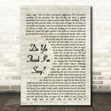 Da Ya Think I'm Sexy Rod Stewart Song Lyric Vintage Script Quote Print