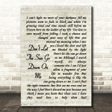Don't Let The Sun Go Down On Me Elton John Song Lyric Vintage Script Quote Print