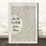 Have You Ever Really Loved A Woman Bryan Adams Song Lyric Vintage Script Print