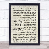 How Long Will I Love You Ellie Goulding Song Lyric Vintage Script Quote Print