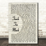AC DC Touch Too Much Vintage Script Song Lyric Quote Print