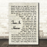 Tears In Heaven Eric Clapton Song Lyric Vintage Script Quote Print