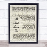 Bon Jovi All About Loving You Vintage Script Song Lyric Quote Print