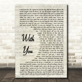Chris Brown With You Vintage Script Song Lyric Quote Print