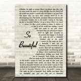 Darren Hayes So Beautiful Vintage Script Song Lyric Quote Print
