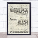 Faithless Insomnia Vintage Script Song Lyric Quote Print