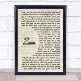 Fat Larry's Band Zoom Vintage Script Song Lyric Quote Print